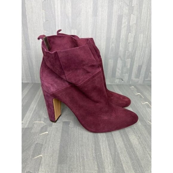 Rachel Zoe Boots Elizabeth Suede High Heel Ankle Boots Size 8 Red Burgundy - Picture 1 of 8